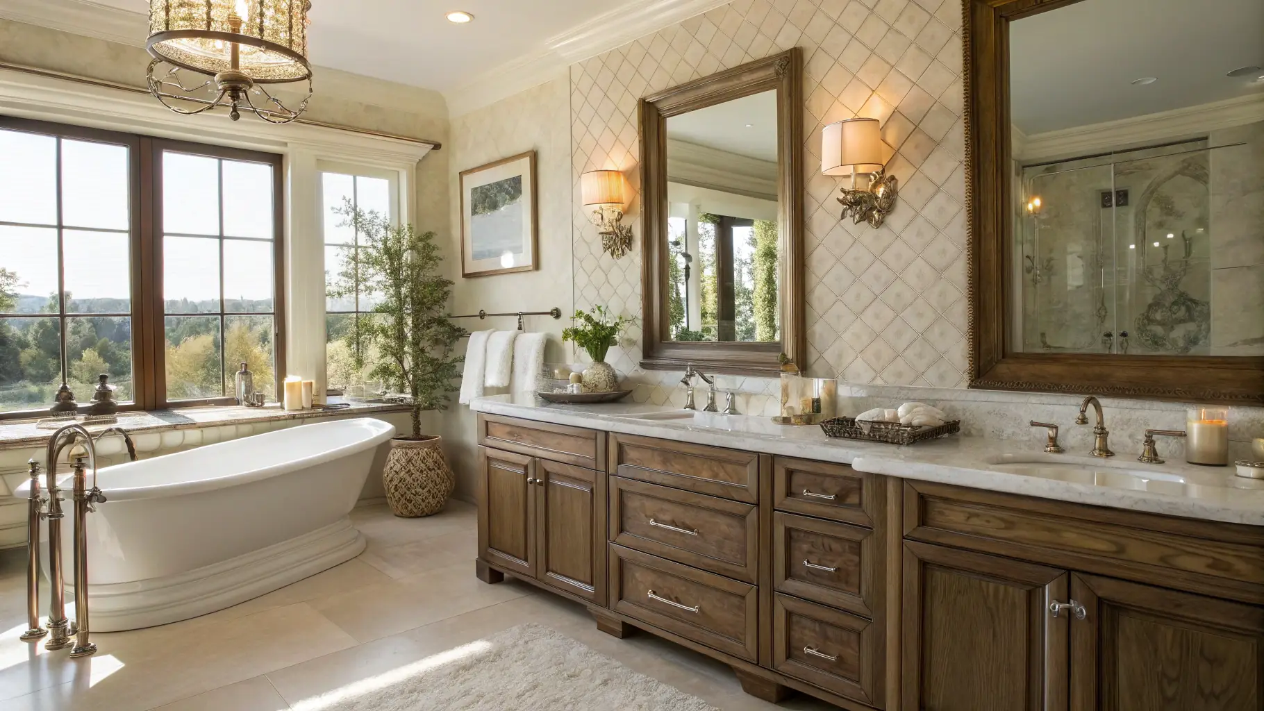 Classical Bathroom Double Vanity Cabinets